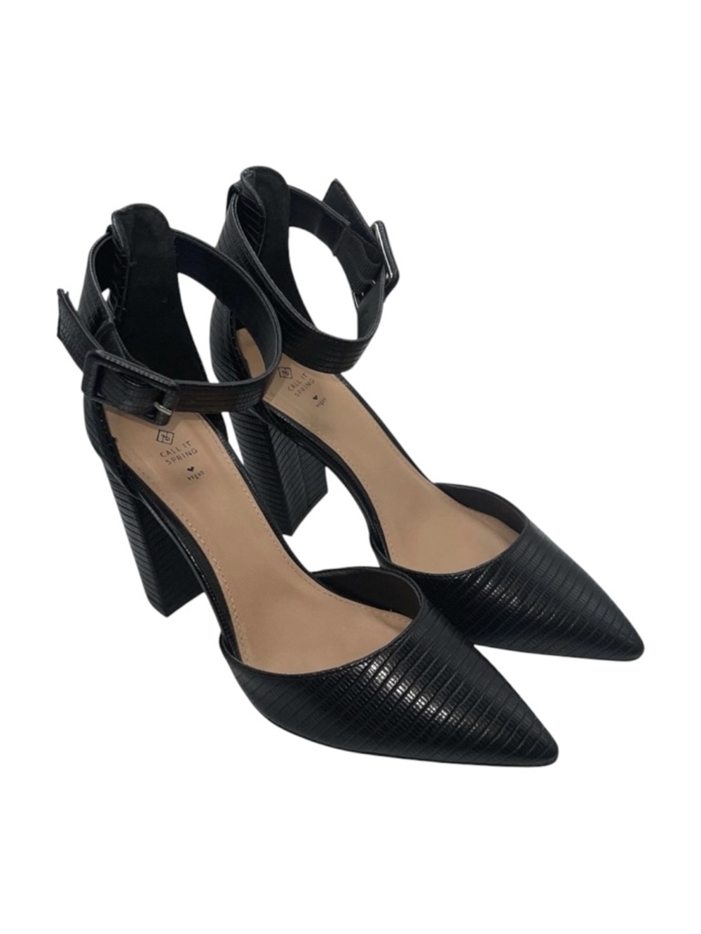 Call It Spring Ankle‎ Strap Heels Sandals Women’s 7.5 US Black Vegan JONIEB